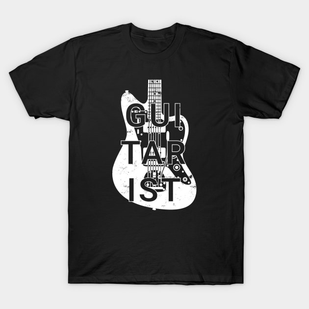 Guitarist Electric Guitar Body Dark Theme T-Shirt by nightsworthy